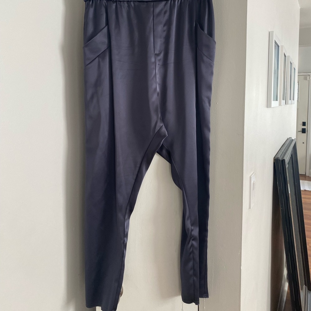 Baja East silky grey drop crotch pant 4